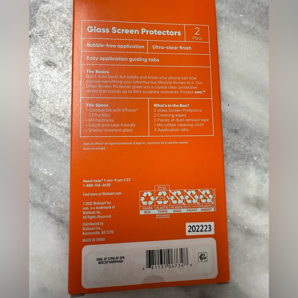 Onn Glass Screen Protector for iPhone 13 ProMax - Picture 2 of 5